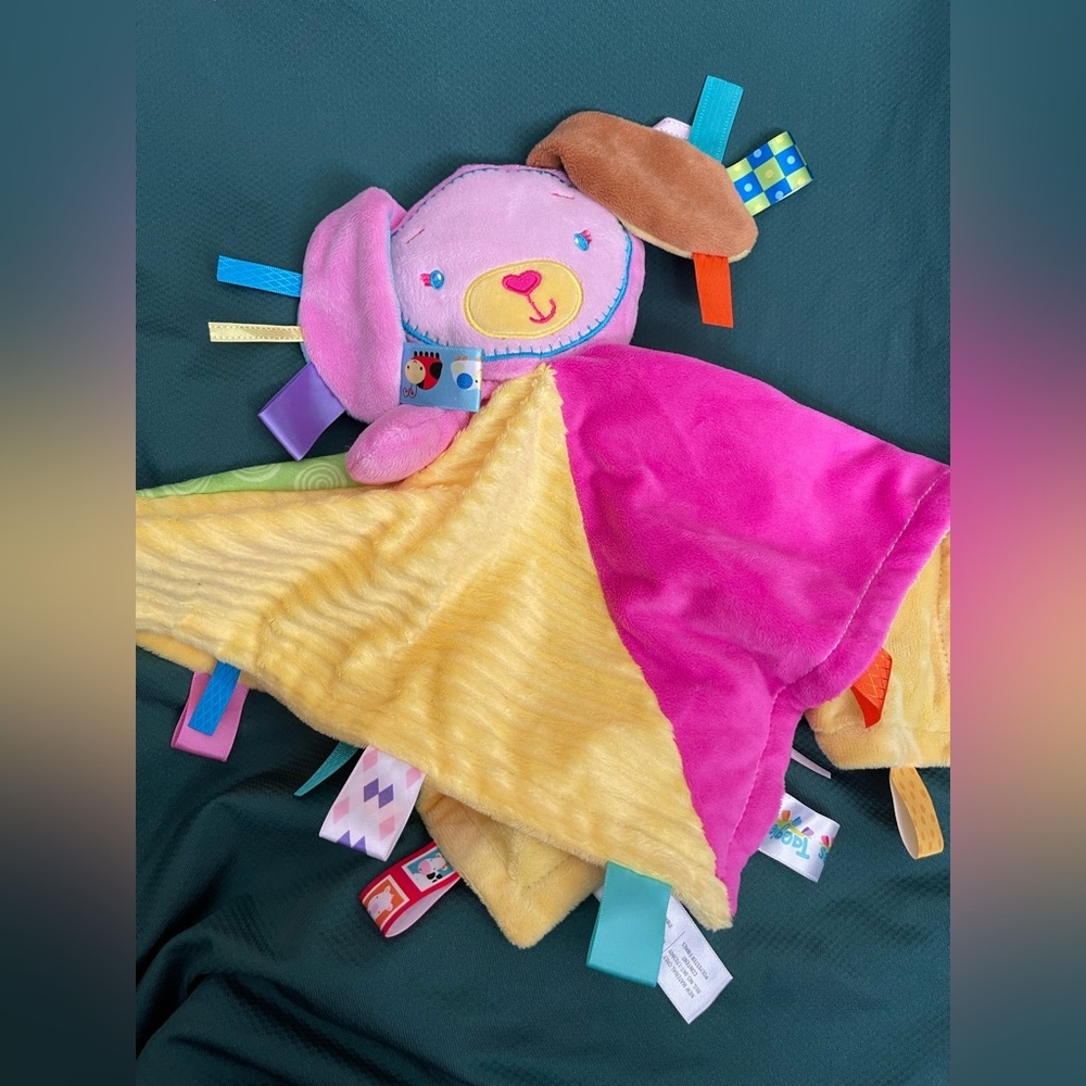 Taggies Lovey Patchkin Bunny Rabbit Security Blanket Sensory Plush Baby Toy